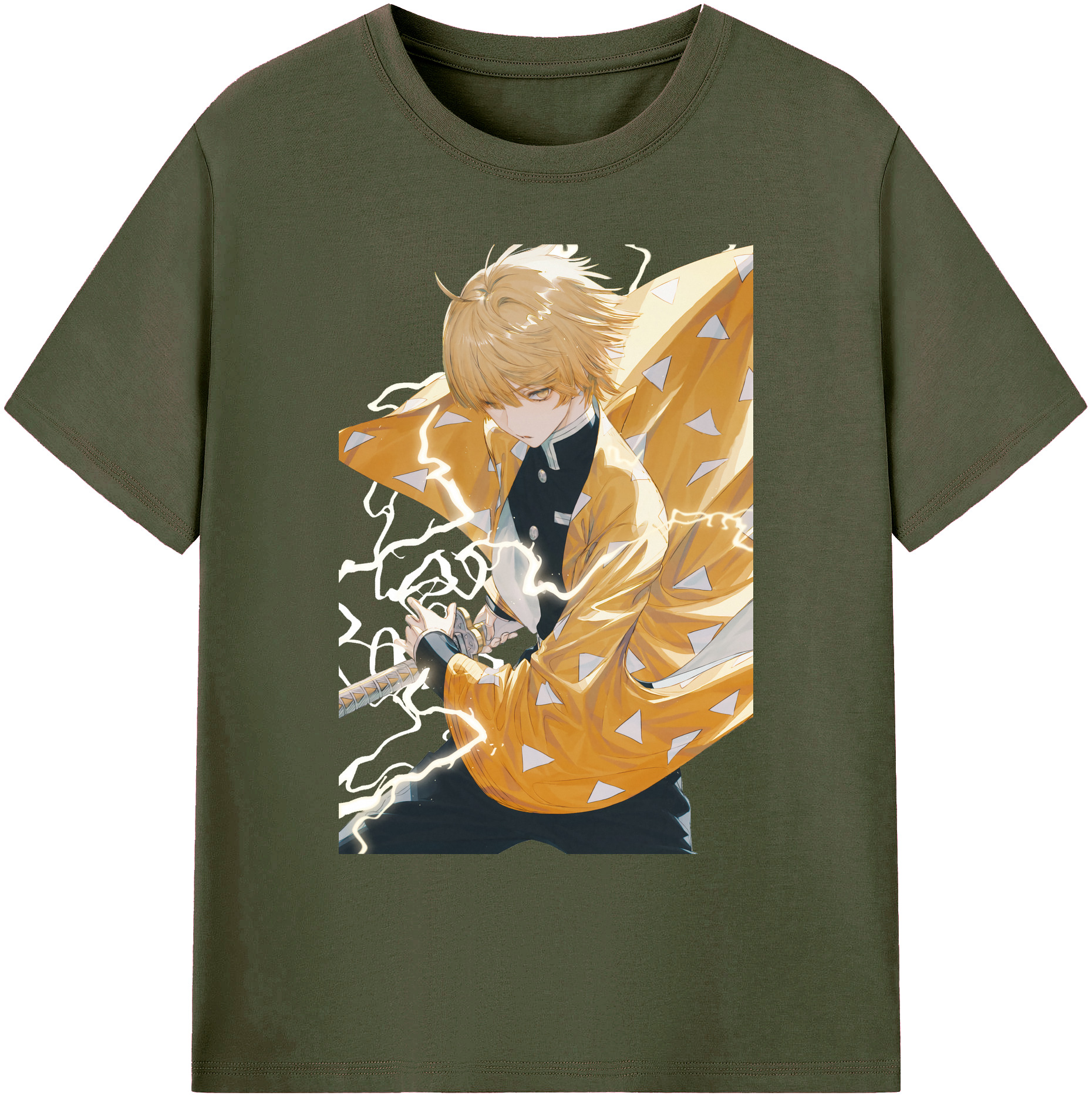 （画像用） 鬼滅の刃（きめつのやいば）我妻 善逸／あがつま ぜんいつ Agatsuma Zenitsu 綿100％ メンズ半袖Tシャツ｜肌触りやわらか＆通気性